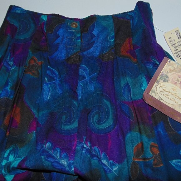 Blue Multi Floral Wide Leg Pants - Size M - Picture 4 of 5
